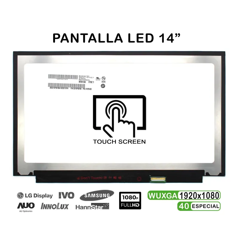 ECRÃ LED TÁTIL DE 14" PARA PORTATIL B140HAK02.3 H/W:0A F/W:1