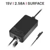CHARGEUR POUR PORTABLE MICROSOFT SURFACE PRO 4 PRO 5 PRO 6 AVEC USB SUPPLÉMENTAIRE