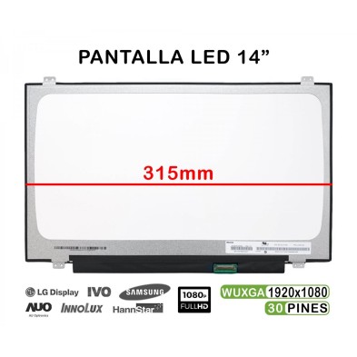PANTALLA LED DE 14" PARA PORTÁTIL NV140FHM-N49 315MM FHD 30 PINES