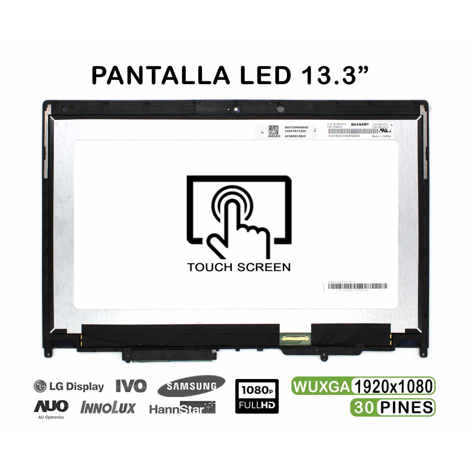 PANTALLA COMPLETA DE 13.3" PARA PORTÁTIL LENOVO THINKPAD X380 YOGA 20LH FHD 02DA168