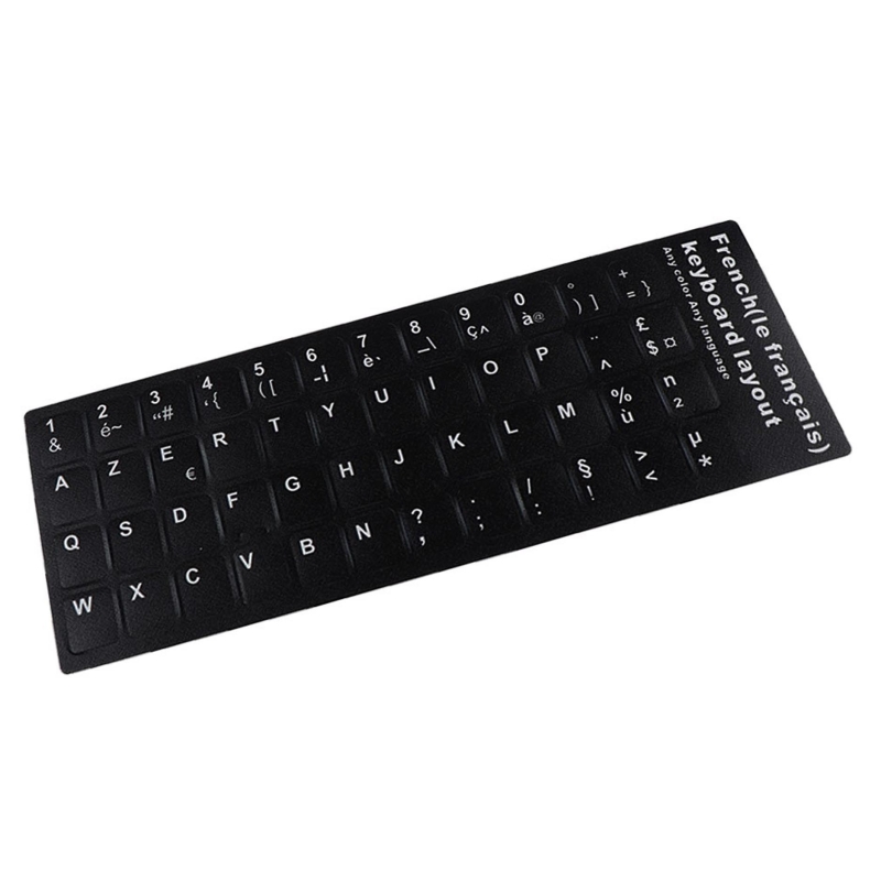 Etiqueta teclado idioma francés preto, pegatina teclado francés