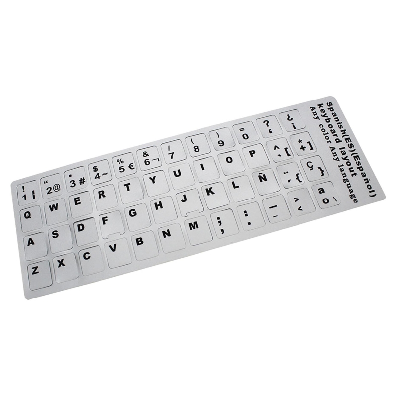 PEGATINA PARA CONVERTIR TECLADO EN SP PLATEADO CON LETRAS EN NEGRO