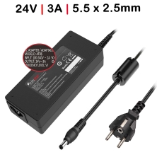Caricabatterie 24v 3.0a 72w spina 5,5mm X 2,5mm con foro