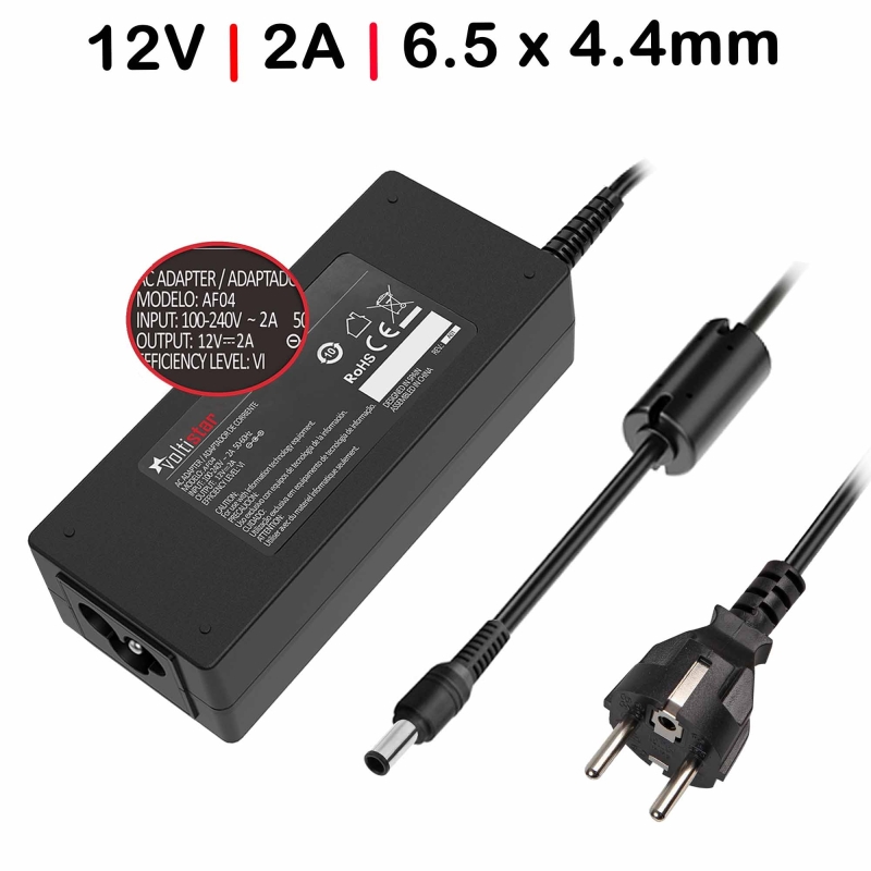 CARICATORE PER MONITOR 12V 2A 6.5 X 4.4MM CON PIN CENTRALE 24W
