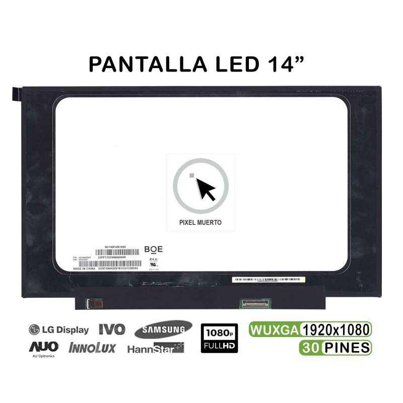 ECRÃ LED DE 14" FHD PARA PORTATIL LP140WF8 SPP1 NV140FHM-N4K 30 PINES