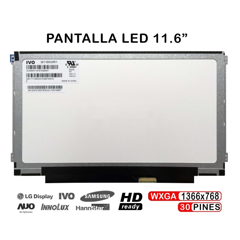 ECRÃ LED DE 11.6" PARA PORTATIL M116NWR1 M116NWR1 R7