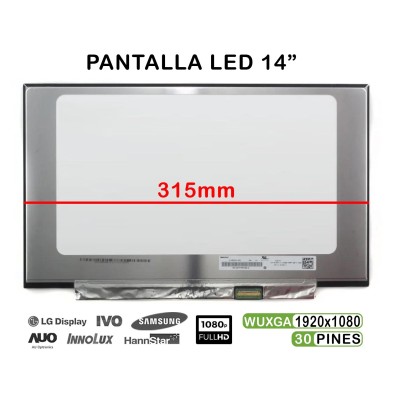 PANTALLA LED DE 14" PARA PORTÁTIL NV140FHM-N4B 30 PIN 315MM