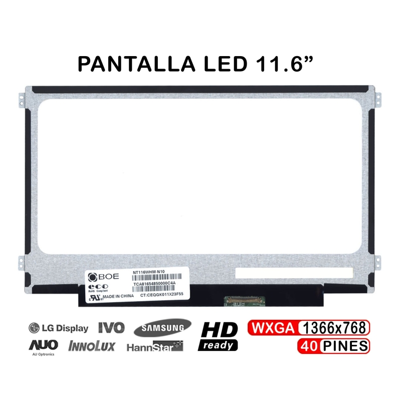 ECRÃ LED DE 11.6" PARA PORTATIL  LP116WH2 TLC1 N116BGE-L41 REV. C1