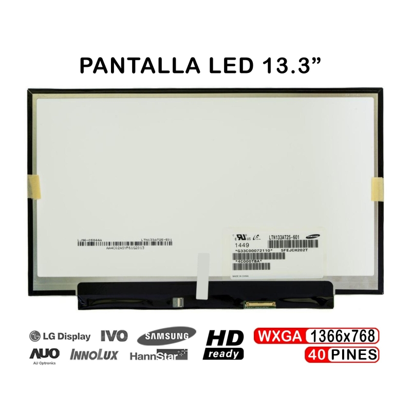 ECRÃ LED DE 13.3" PARA PORTATIL LP133WH2 LTN133AT25-T01 LTN133AT25-601 LTN133AT25-501