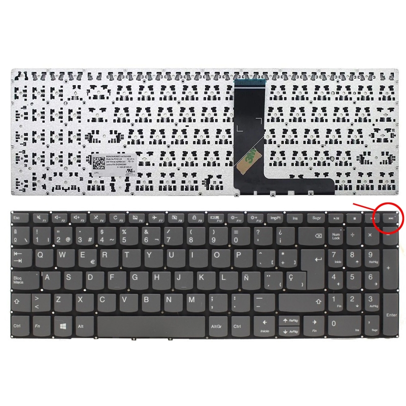TECLADO PARA PORTÁTIL LENOVO IDEAPAD 320-15ABR 320-15IAP 320-15AST SIN BOTÓN ENCENDIDO