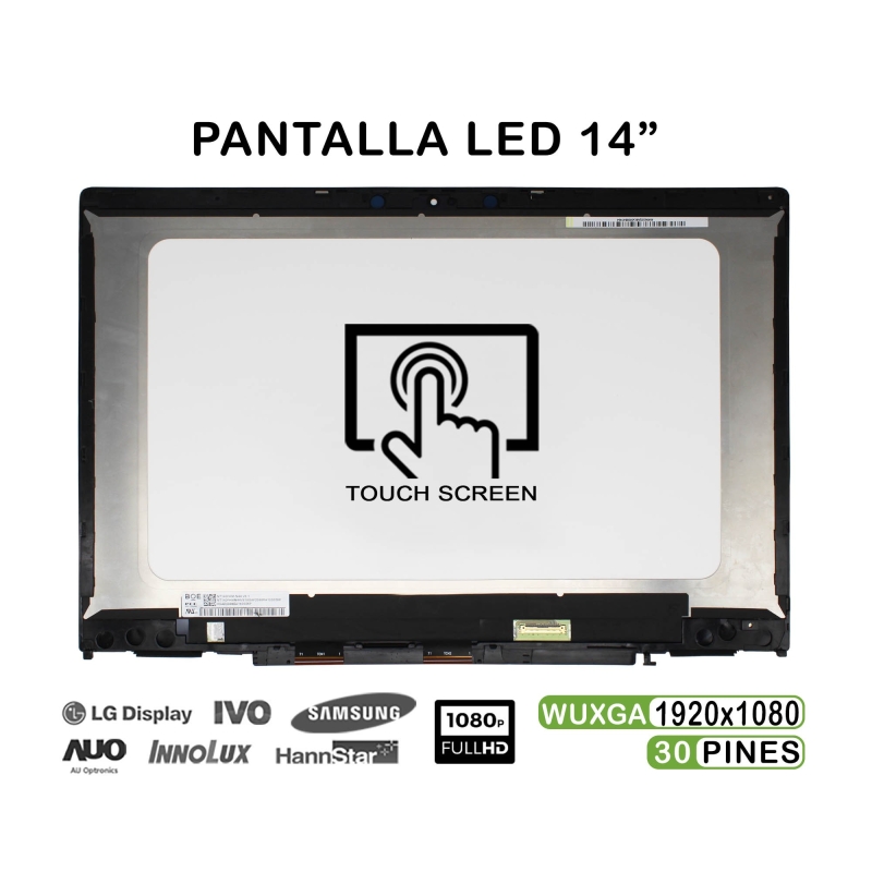 ECRÃ TÁTIL DE LED DE 14" COM MOLDURA PARA PORTÁTIL HP PAVILION X360 14-CD 14-CD0003NS 14-CD0008NS