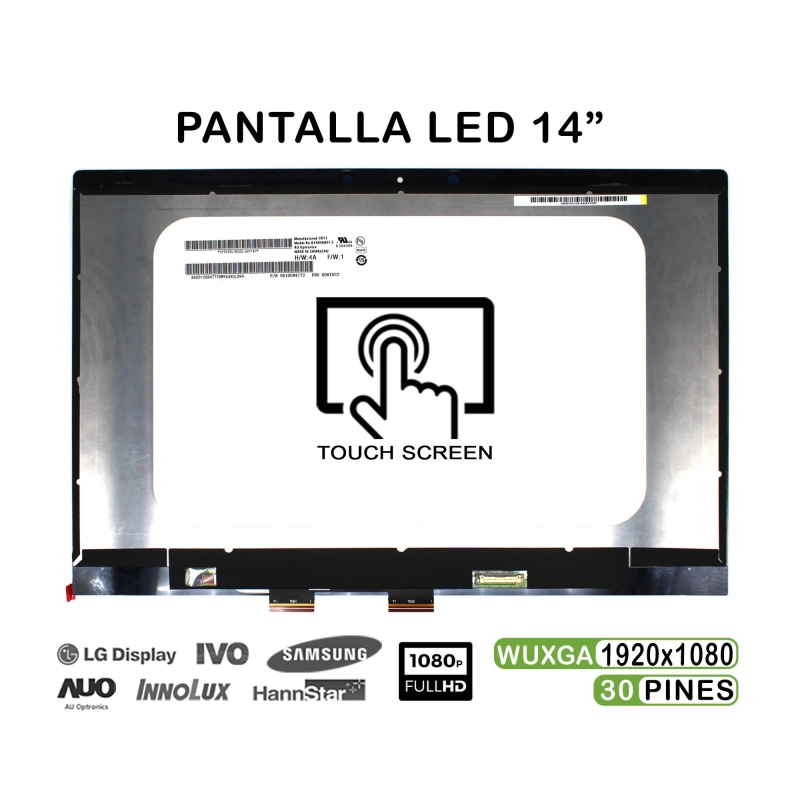 ECRÃ TÁTIL DE LED DE 14" SIN MOLDURA PARA PORTÁTIL HP PAVILION X360 14-CD 14M-CD