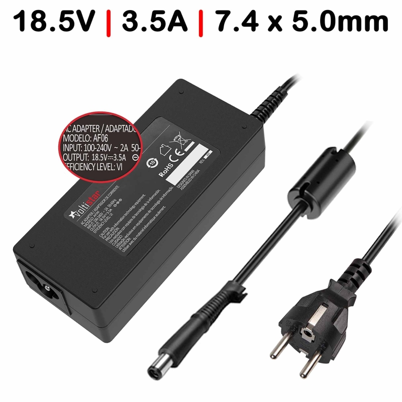 CARREGADOR PARA PORTATIL HP 18.5V 3.5A 65W 7.4X5.0MM CLAVIJA COM PIN