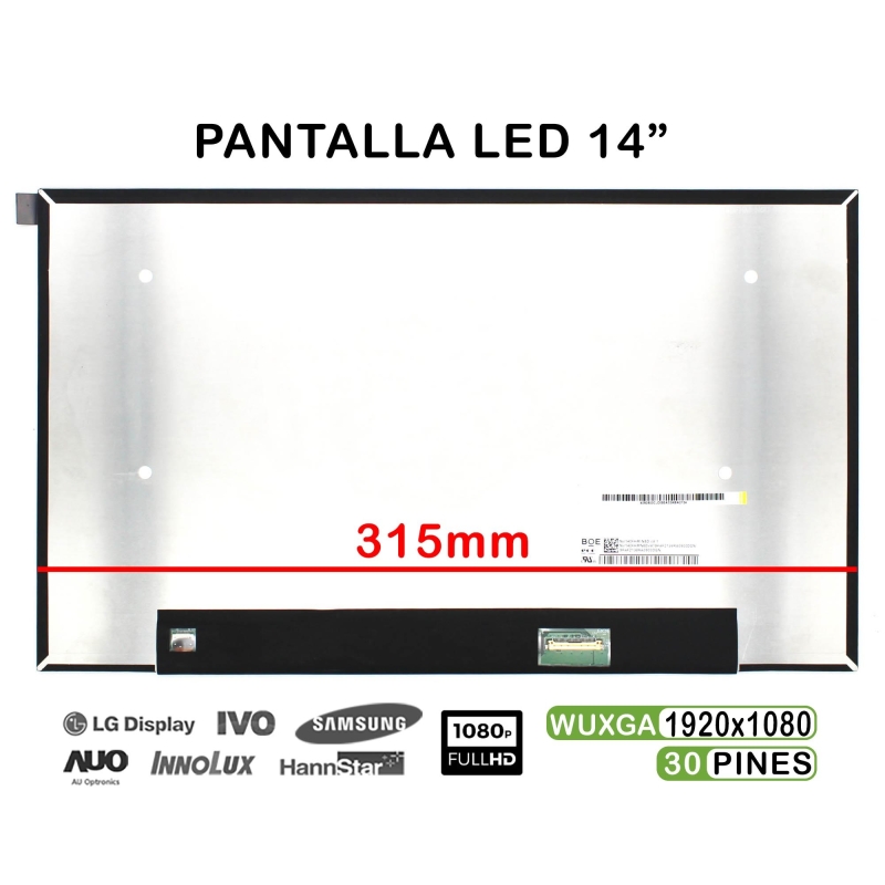 ECRÃ LED DE 14" PARA PORTATIL NV140FHM-N63 V8.1 FHD 30 PINES