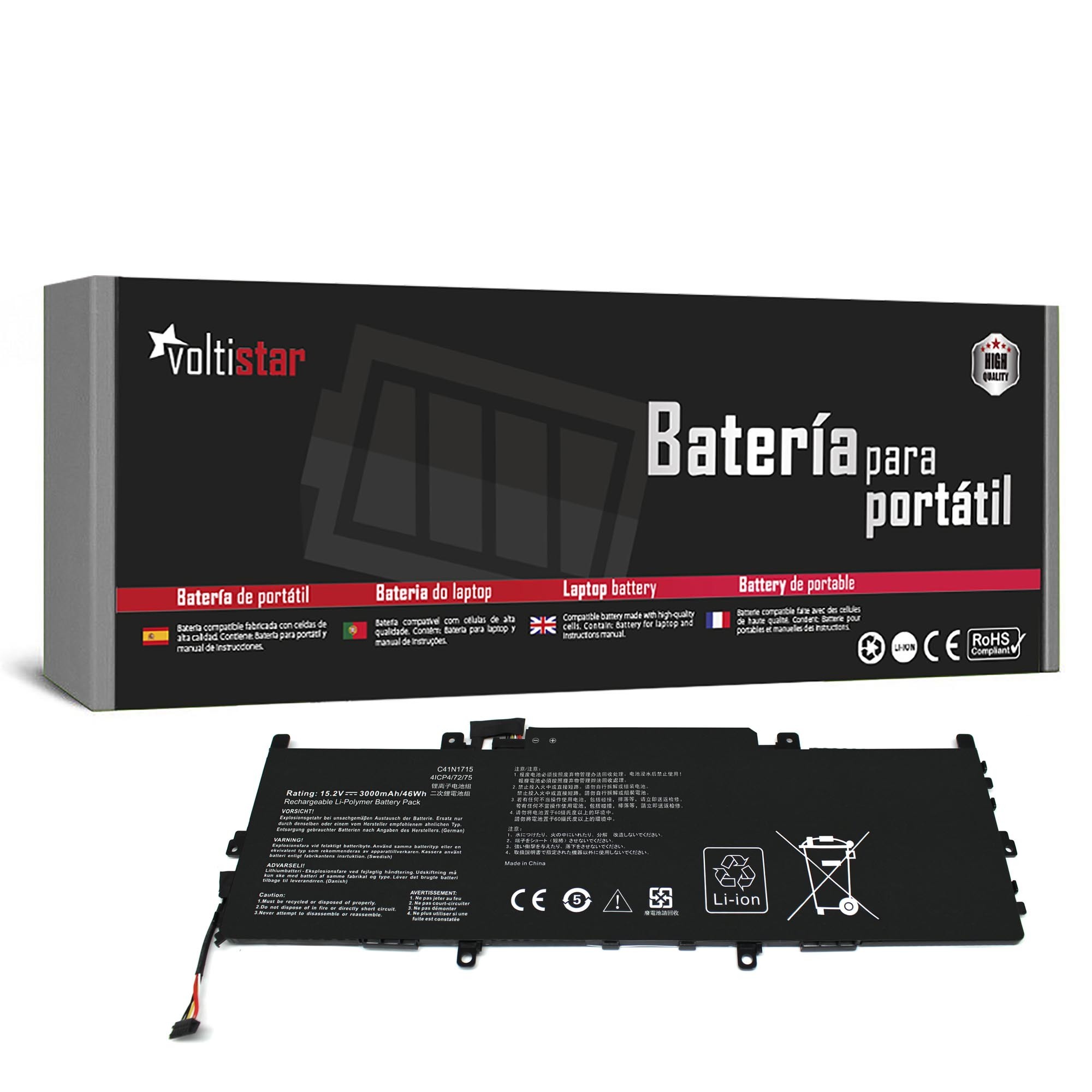Bateria para Portátil ASUS ZENBOOK 13 UX331FN UX331UA UX331UN U3100FN C41N1715