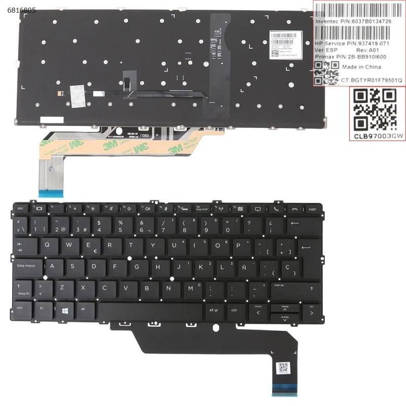 TECLADO BACKLIT PARA PORTATIL HP ELITEBOOK X360 1020 G2 1030 G2 SERIES