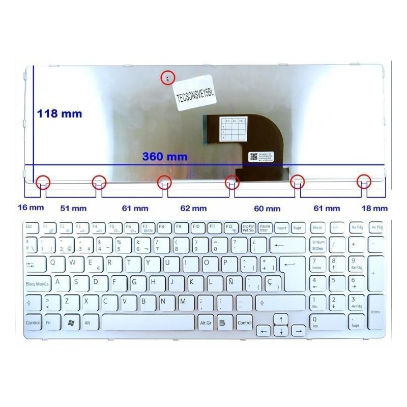 TECLADO BLANCO PARA PORTÁTIL SONY VAIO SVE151G17M