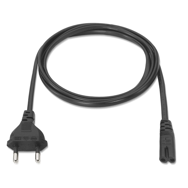 CABLE DE ALIMENTACIÓN PARA CARGADORES EN FORMA DE 8 NEGRO 1.5M