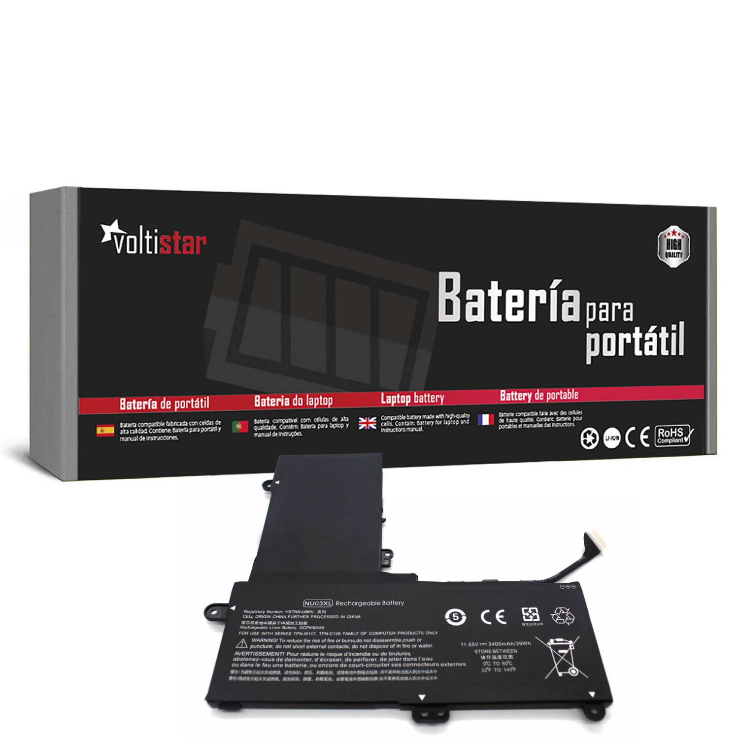 BATERIA PARA PORTATIL HP PAVILION X360 11-U000 11-U100 SERIES NU03XL TPN-C128 TPN-W117