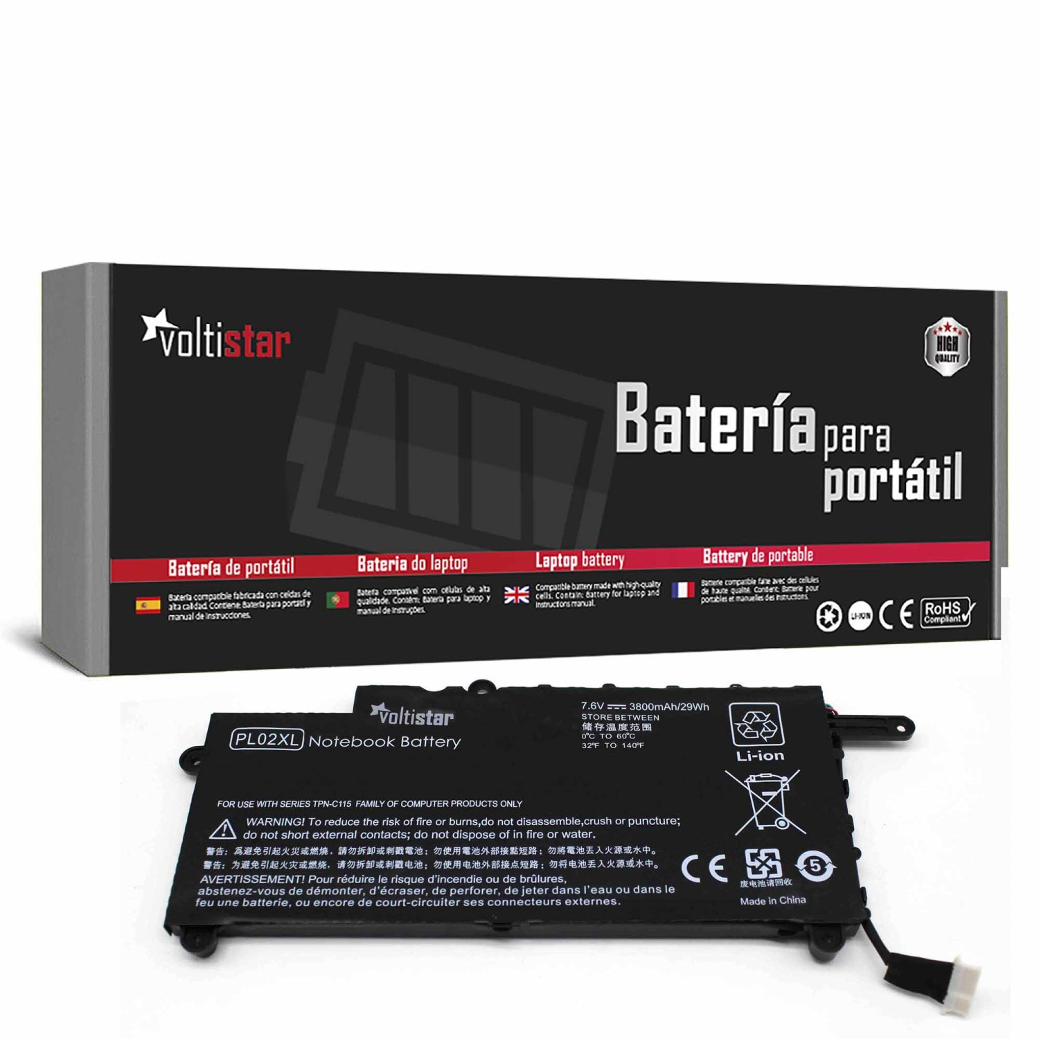 BATERIA PARA PORTATIL HP PAVILION X360 11-N 11-K SERIES PL02XL 751875-001