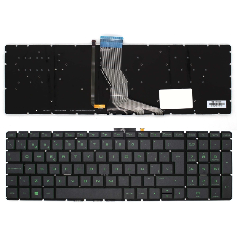 TECLADO BACKLIT VERDE PARA PORTATIL HP PAVILION 15-AB SERIES (INTRO GRANDE)