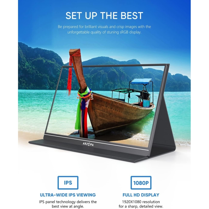 MONITOR PORTÁTIL ARZOPA A1 GAMUT DE 15.6" FHD IPS CON HDMI USB-C PARA PC MAC PS5 SWITCH