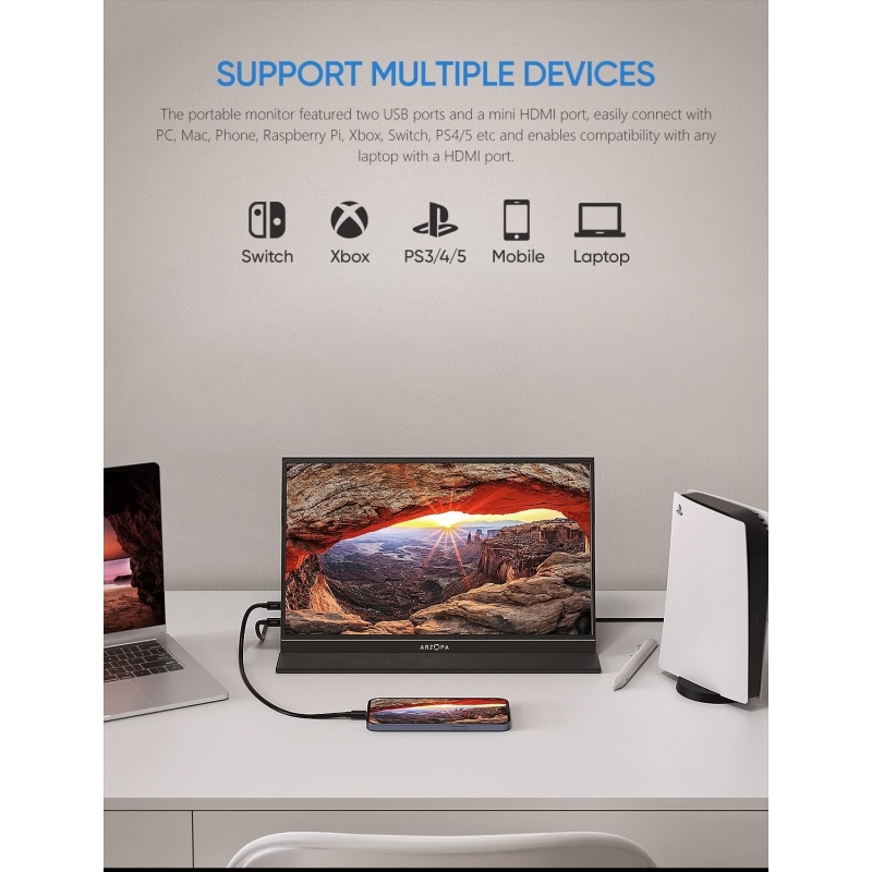 Monitor portatile Arzopa A1 Gamut 15.6" FHD - PC/XBOX/PS5/SWITCH