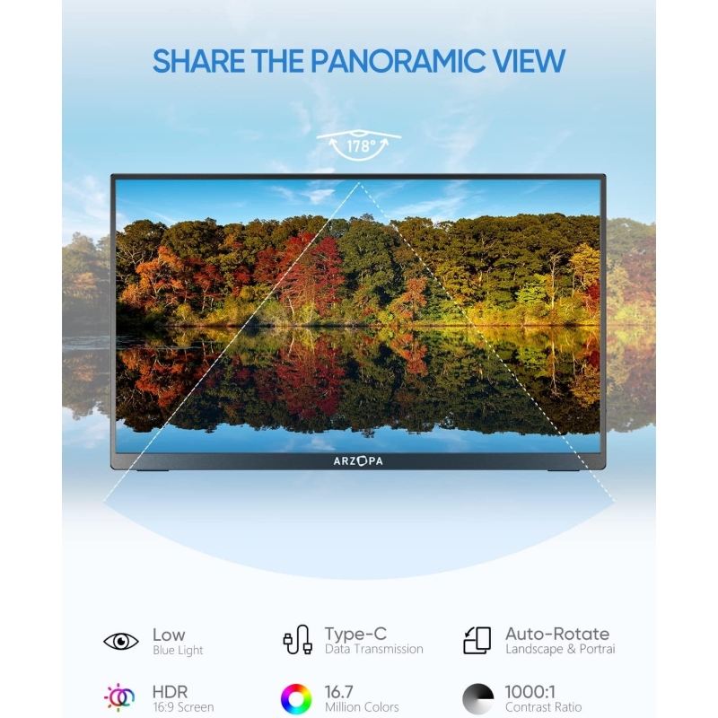Monitor portatile Arzopa A1 Gamut Slim 14" FHD - MAC/PC/XBOX/PS5