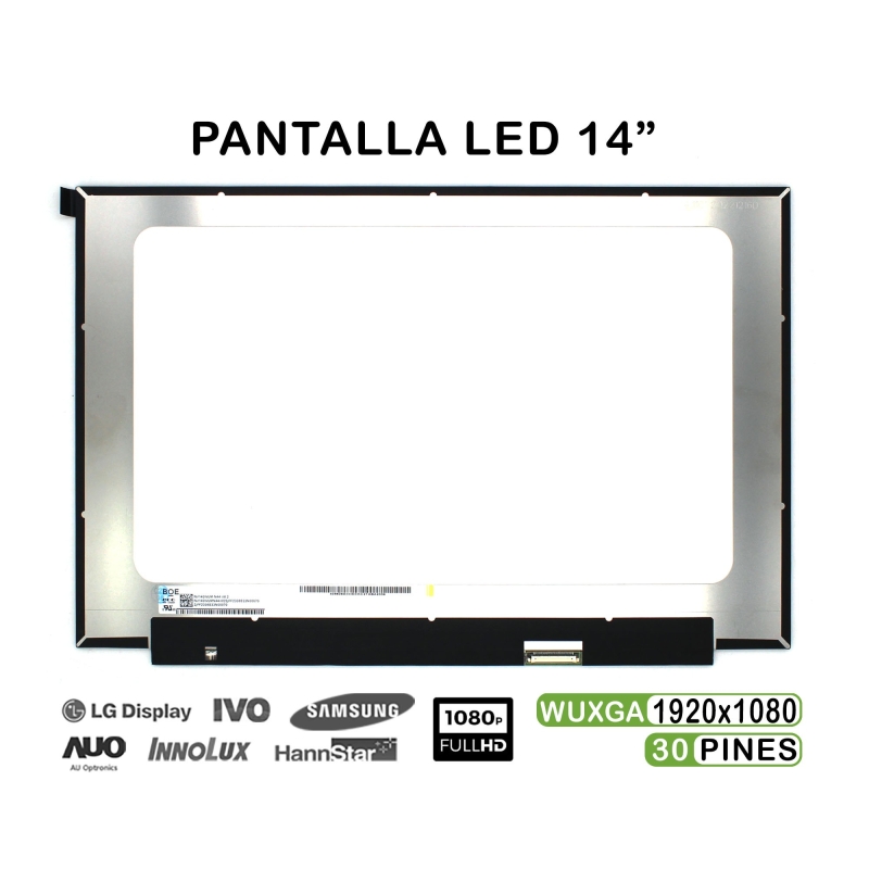 ECRÃ LED DE 14" PARA PORTATIL NV140WUM-N44 NV140WUM-N44 V8.2 1920X1200 30 PINES