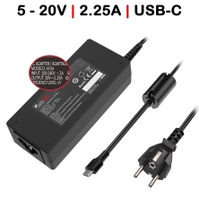 Caricabatterie multitensione USB-C 5V-20V 2,25A 45W | Parete