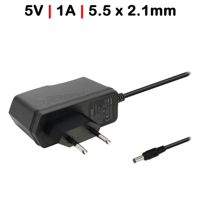 CARGADOR PARA SISTEMA DE SEGURIDAD ROUTERS 5V 1A 5.5X2.1MM 5W