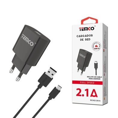Acquista Pacchetto caricabatterie USB 2.1A + cavo micro USB 2A 1m | Nero