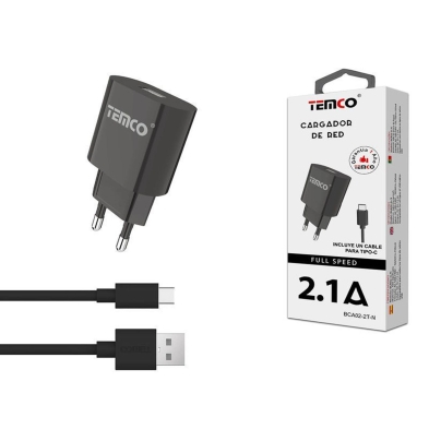 Acquista Pacchetto caricabatterie USB da 2,1 A + cavo USB-C da 2 A 1 m | Nero