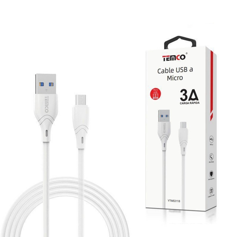CABLE USB A MICRO USB 3A 1M BLANCO