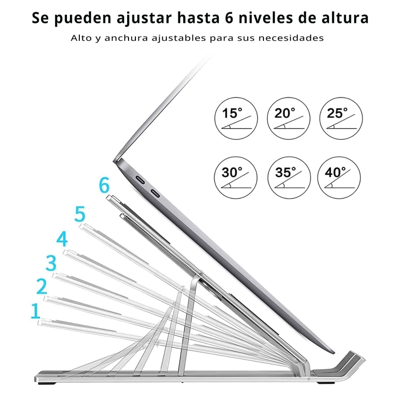 SUPORTE PARA PORTÁTIL DE ALUMÍNIO COM 6 NÍVEIS DE AJUSTE