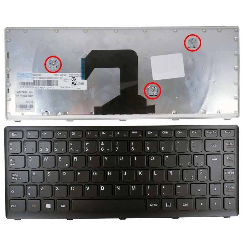 TECLADO PARA LENOVO U10 NEGRO CON MARCO NEGRO