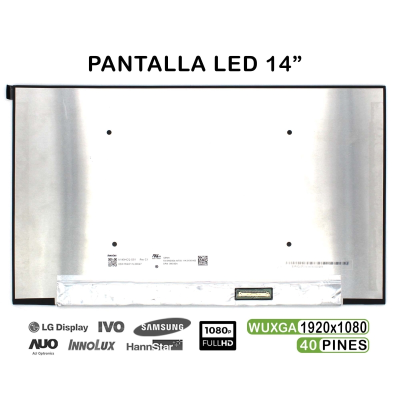 PANTALLA LED DE 14" PARA PORTÁTIL N140HCQ-G51 REV.C1