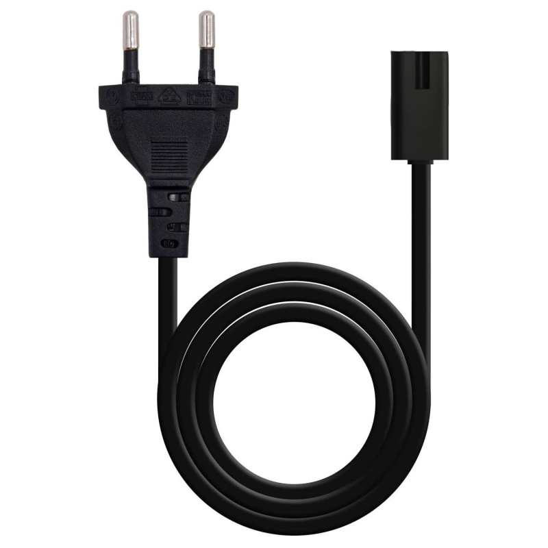 CABLE DE ALIMENTACIÓN PARA CARGADORES EN FORMA DE 8 NEGRO 0.5M