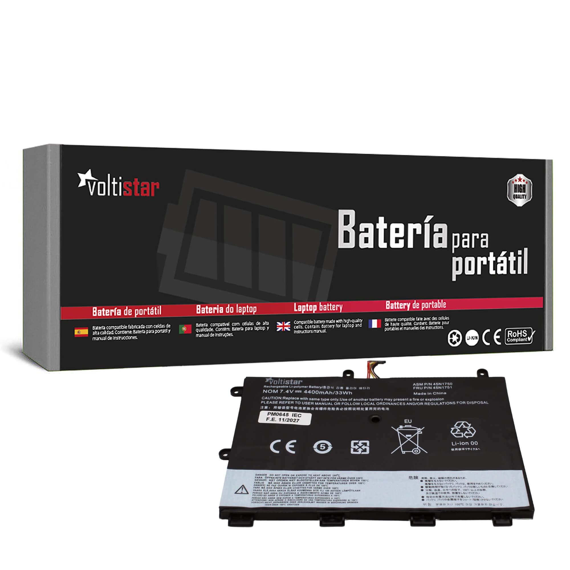 Bateria DO PORTÁTIL PARA LENOVO 45N1750 45N1748 45N1749 45N1751 7.4V 4300mAh