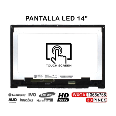 ECRÃ LED TÁTIL COMPLETO DE 14" PARA PORTATIL HP PAVILION X360 14-DW 14-DWXXX SERIES COM QUADRO