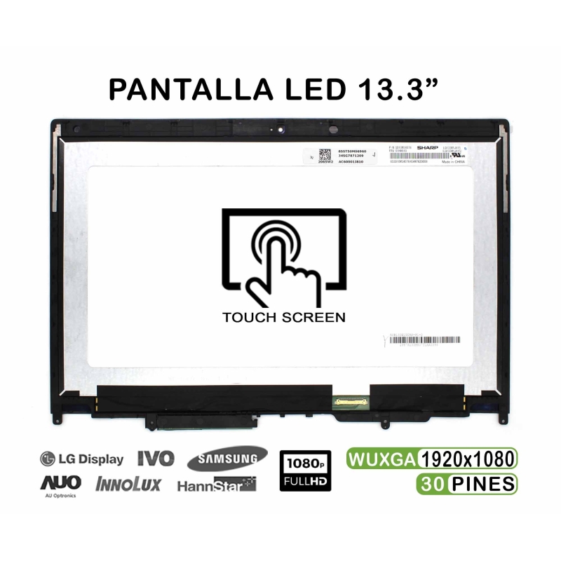 TOUCH SCREEN DA 13,3" PER LAPTOP LENOVO THINKPAD X380 YOGA 20LH FHD 02DA168 RISTRUTTURATO