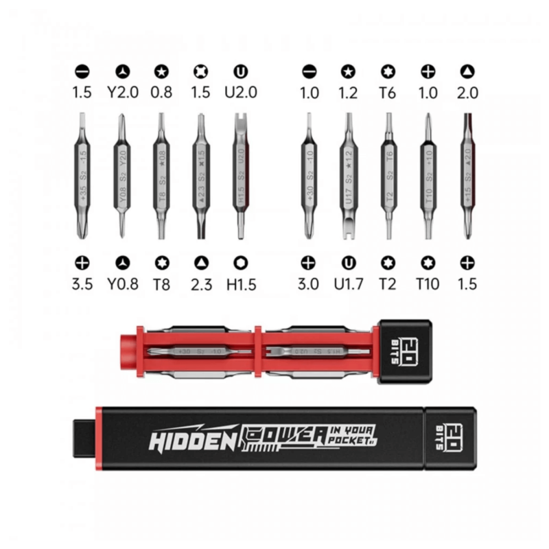 KIT DE DESTORNILLADOR CON 20 PUNTAS DE ALTA CALIDAD JAKEMY JM-8195