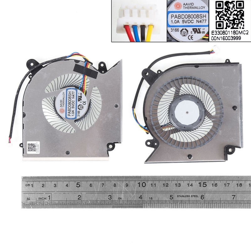Ventilador para portátil MSI GL66 N477 GF66 GF76 MS-1583 PABD08008SH