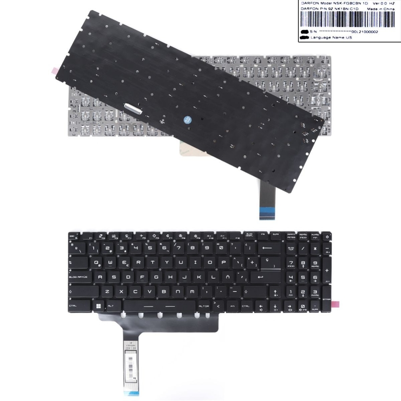 Teclado retroiluminado para portátil MSI GP76 GE76 Negro