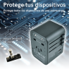 ADAPTADOR ENCHUFE UNIVERSAL 35.5W PD CARGA RÁPIDA. DE VIAJE 3 USB + 2 USB-C