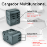 ADAPTADOR ENCHUFE UNIVERSAL 35.5W PD CARGA RÁPIDA. DE VIAJE 3 USB + 2 USB-C