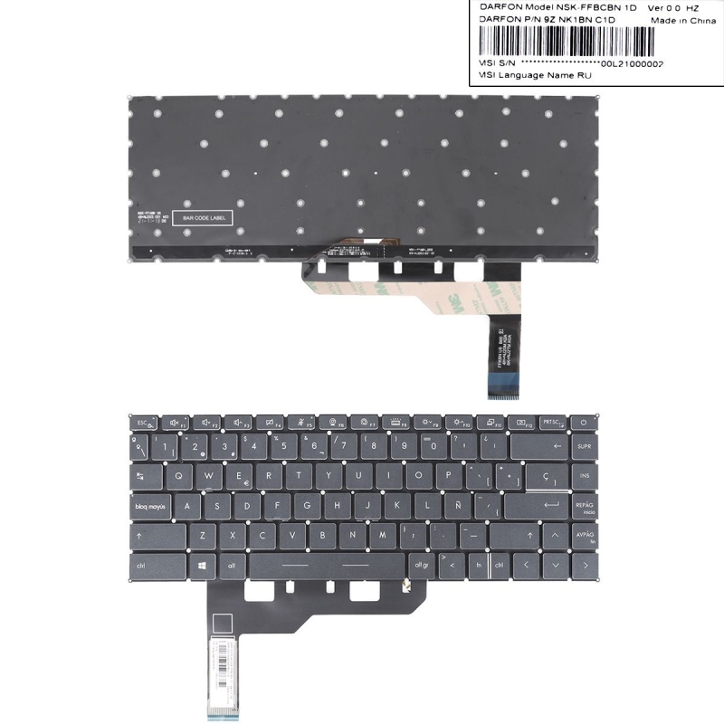 Teclado retroiluminado para portátil MSI STEALTH 15M GS66 Negro