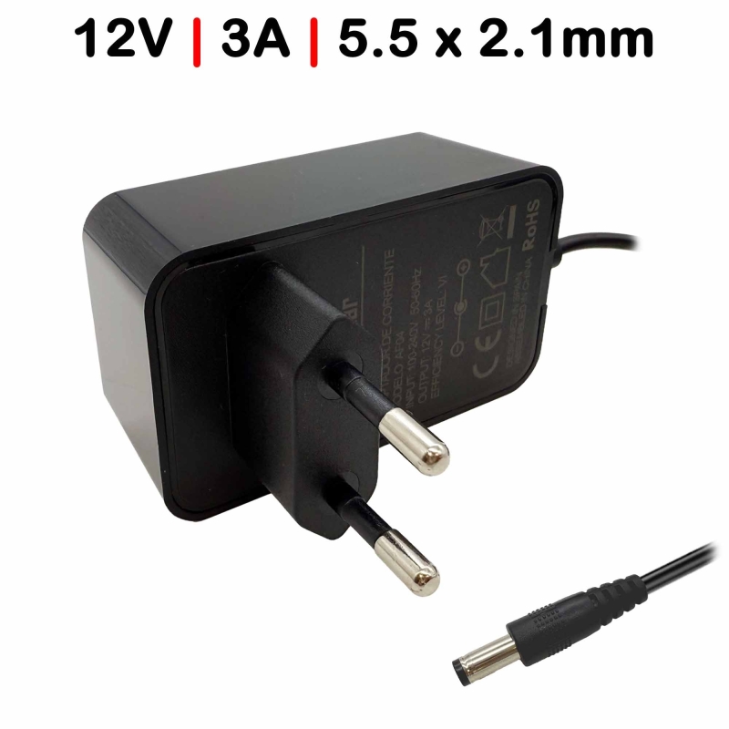 Comprar cargador para tiras leds, routers | 12V 3A 5.5x2.1mm