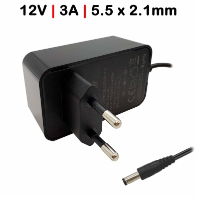 Acheter chargeur pour bandes LED, routers | 12V 3A 5.5x2.1mm