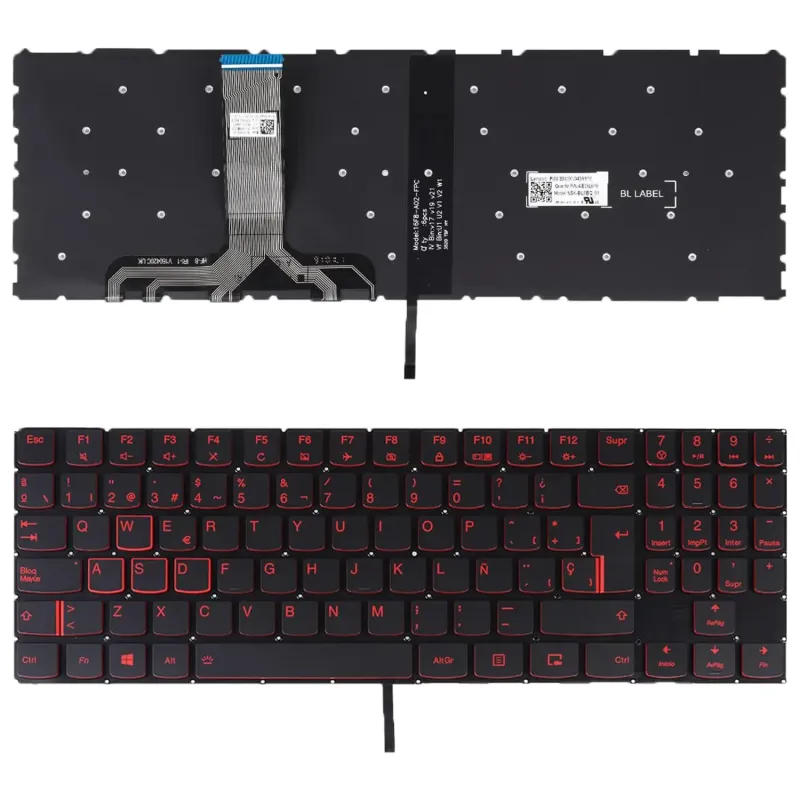 TECLADO RETROILUMINADO EN ROJO PARA PORTÁTIL LENOVO LEGION Y520 Y520-15IKB R720 R720-15IKB NEGRO